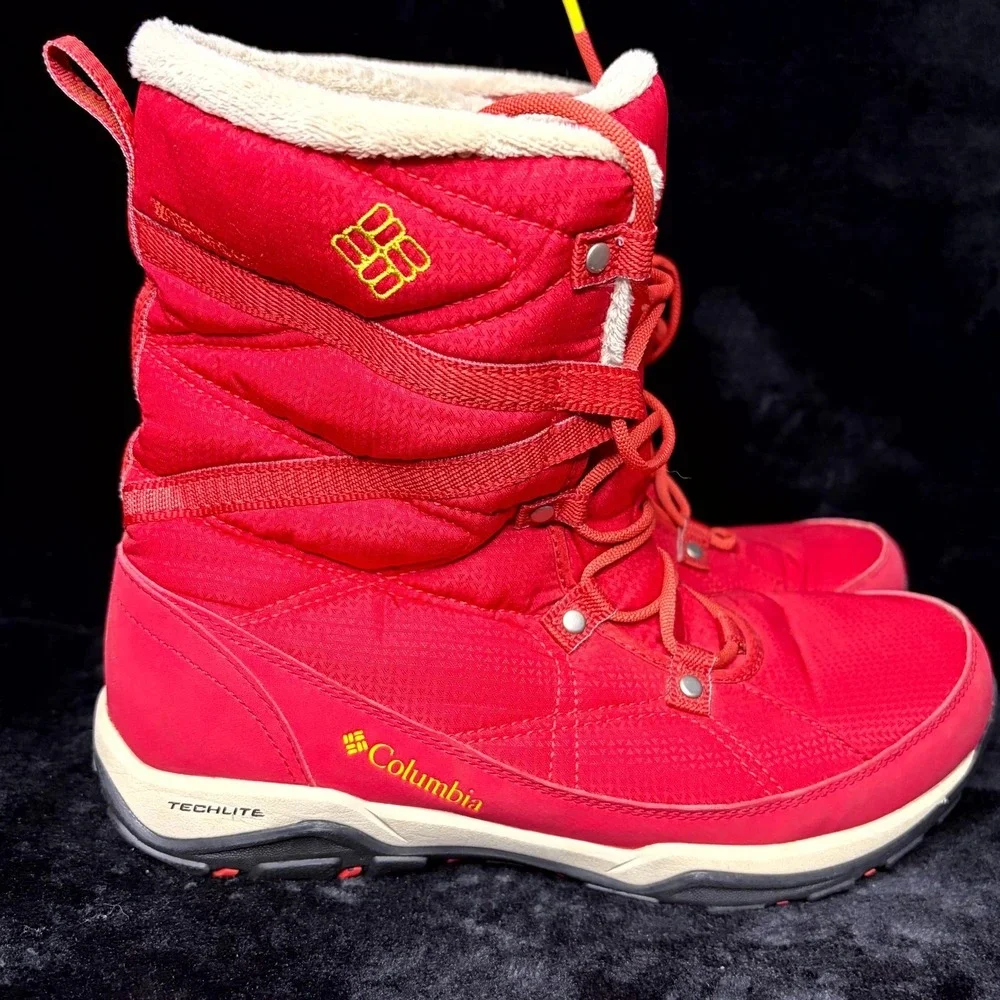 Columbia Minx Fire BL1646-655 Womens US 10 Winter Boots‎ Ruby/Yellow Waterproof